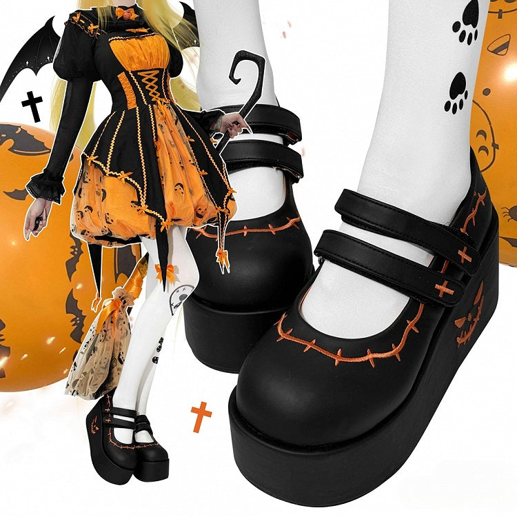 Black Pumpkin Witch Halloween Gothic Platforms