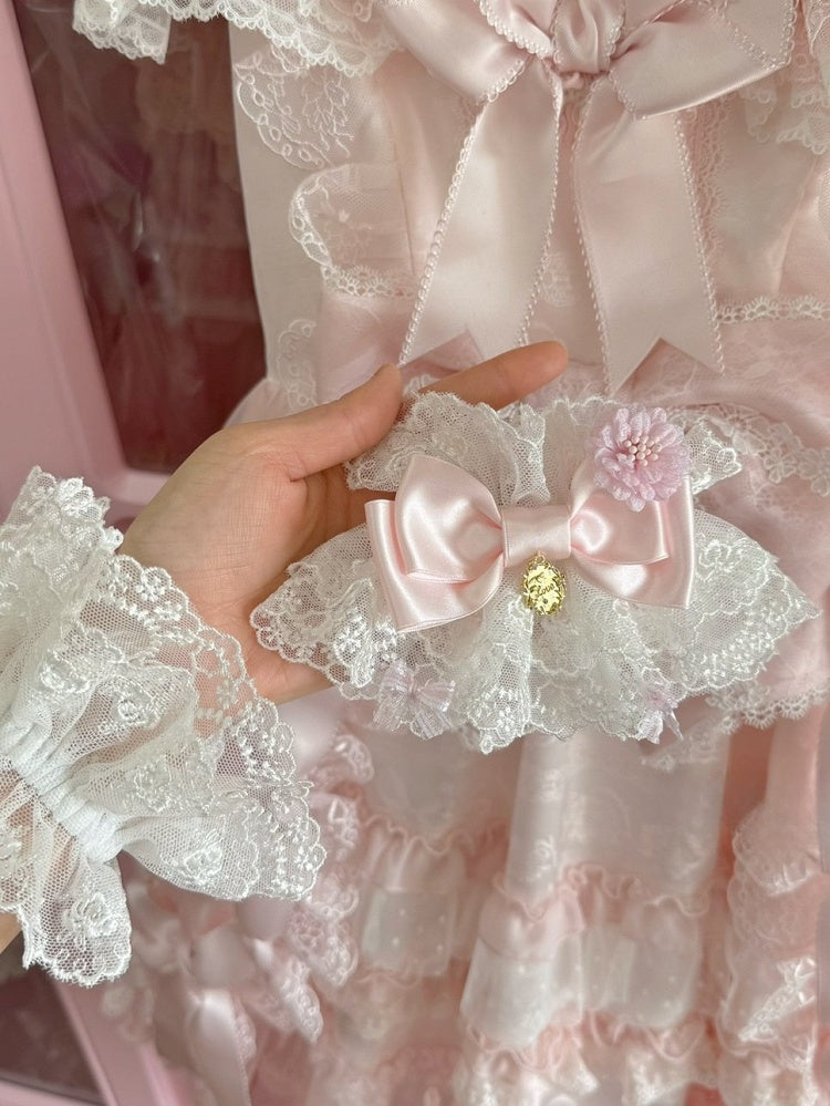 Pink/Purple/Blue/Red/White Floral Design Bowknot Wrist Cuffs