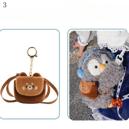 Light Gray Cute Penguin Plush Backpack/Crossbody Bag + 4 Options Keychain Middle/Large Size
