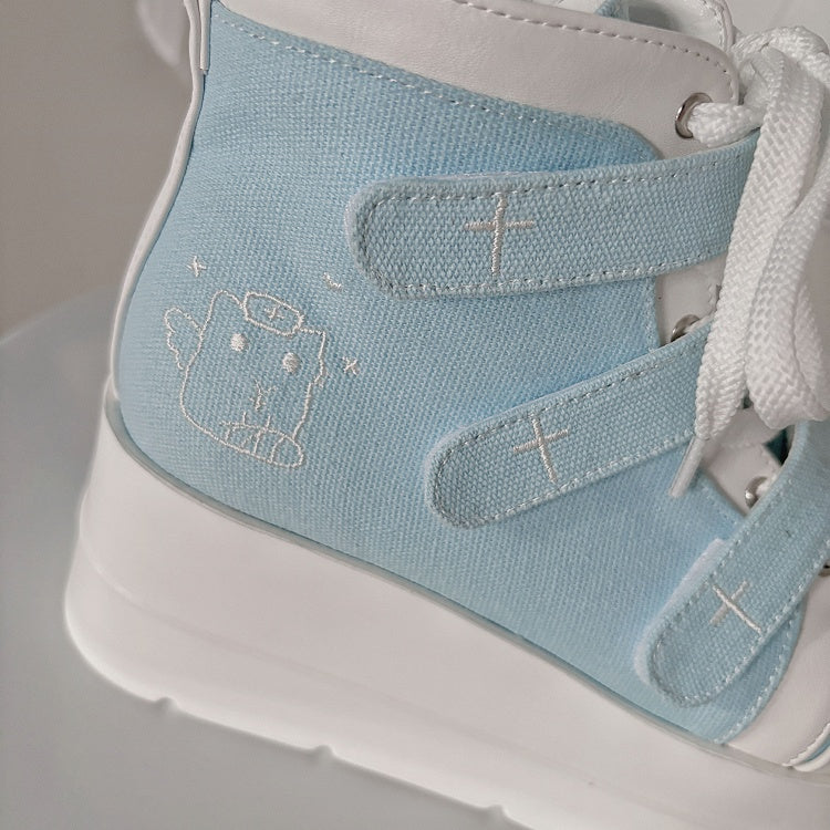 Tenshi Kaiwai Blue Round Toe Yami Kawaii Platform Sneakers