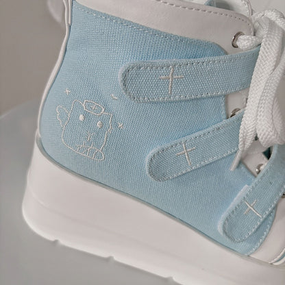 Tenshi Kaiwai Blue Round Toe Yami Kawaii Platform Sneakers