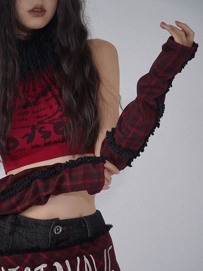 Red and Black Plaid Punk Rock Sleeves
