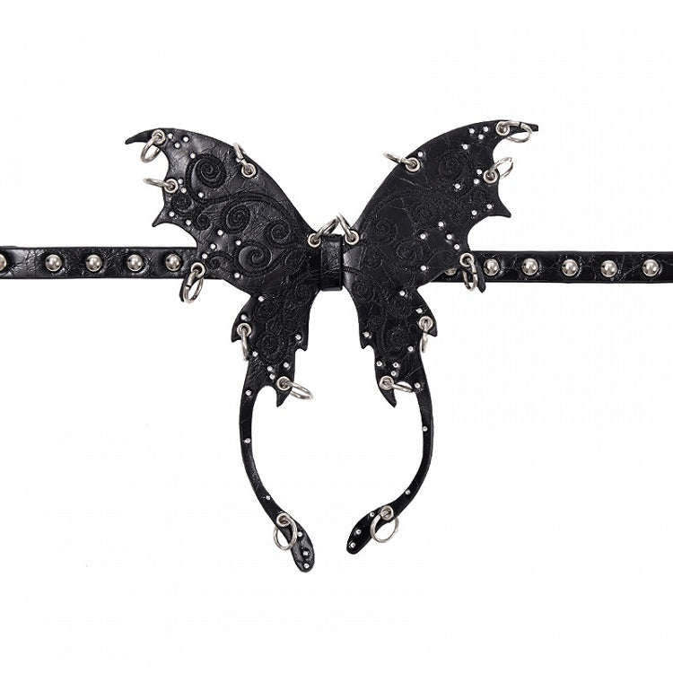 Punk Black/Silver Butterfly  PU Choker