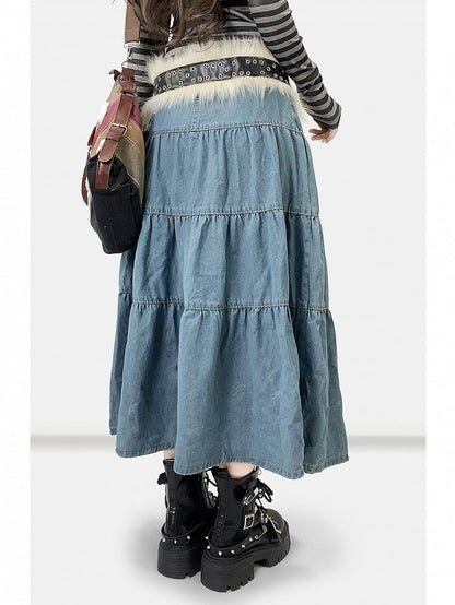 Blue Daily Kawaii Denim Skirt