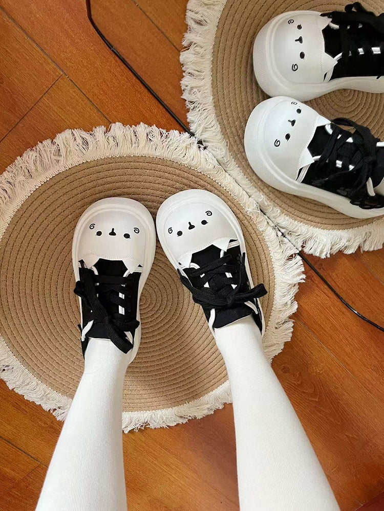 Black Kitty Design Claw Pattern Platform Sneakers