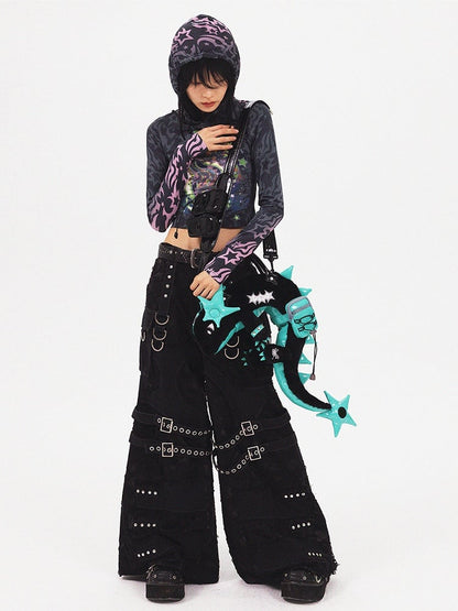 Black/Pink Dragon Crossbody