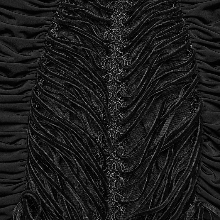 Black Goth Sexy Wrapped Hip Long Skirt