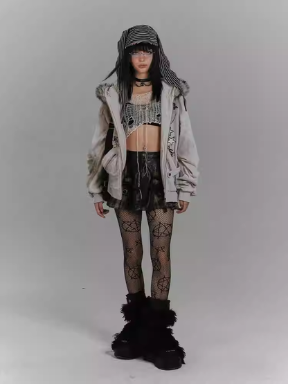 Millard Fashion Brown Plaid Patchwork Design Buckle Straps Vintage Punk PU Skirt