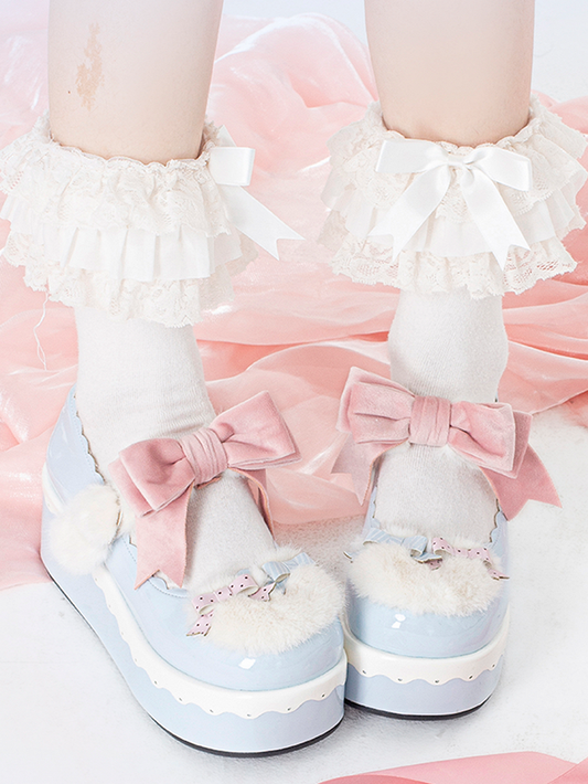 Blue & Pink Bow Accents Lolita Platforms