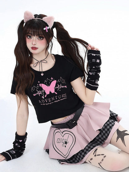 Pink Sweet Tiered Skirt with Free Waist Belt