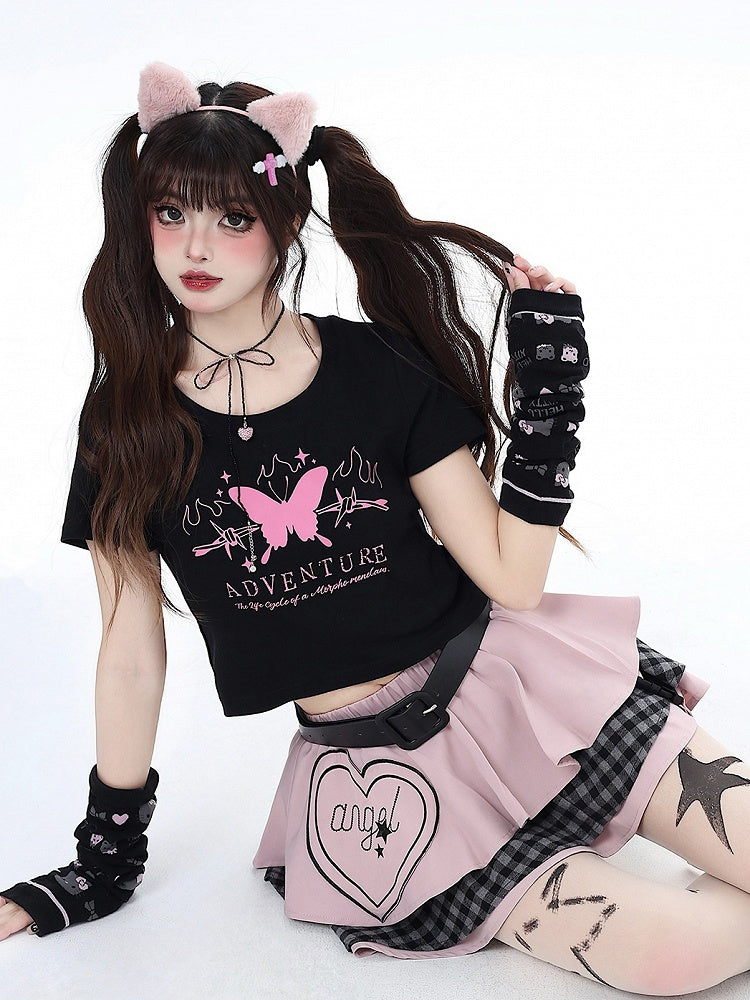 Pink Sweet Tiered Skirt with Free Waist Belt