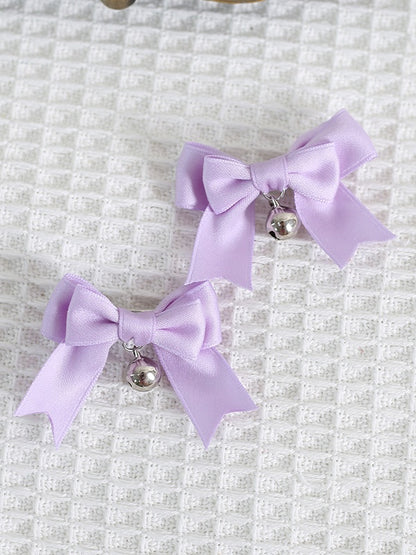 14 Colors A Pair of Cute Bowknot Hairclips with Bell Charm