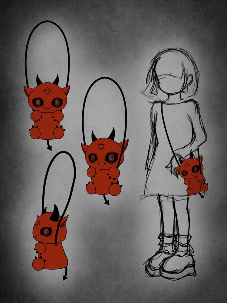 Red Devil Y2K Gothic Plush Doll Bag