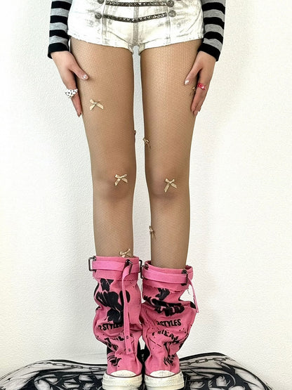 5 Color Options Gyaru Fashion Bowknot Details Tights