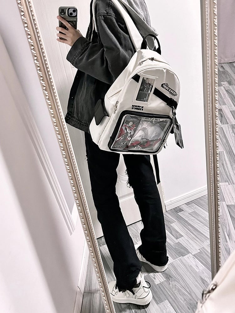 White Large Capacity Star Decoration Unisex Daily Ita Backpack