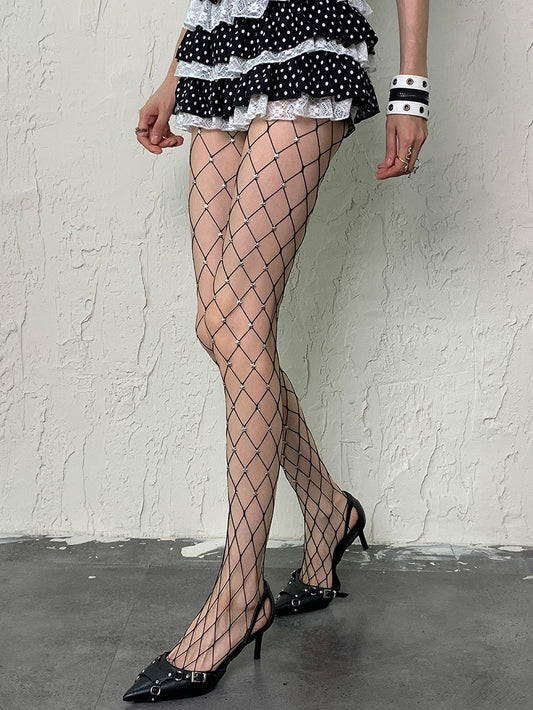 White/Black/Nude Y2K Stars Fishnet Tights