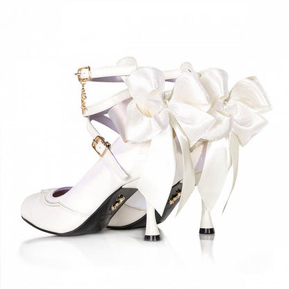 Star Dream White High Heels Bow at Back
