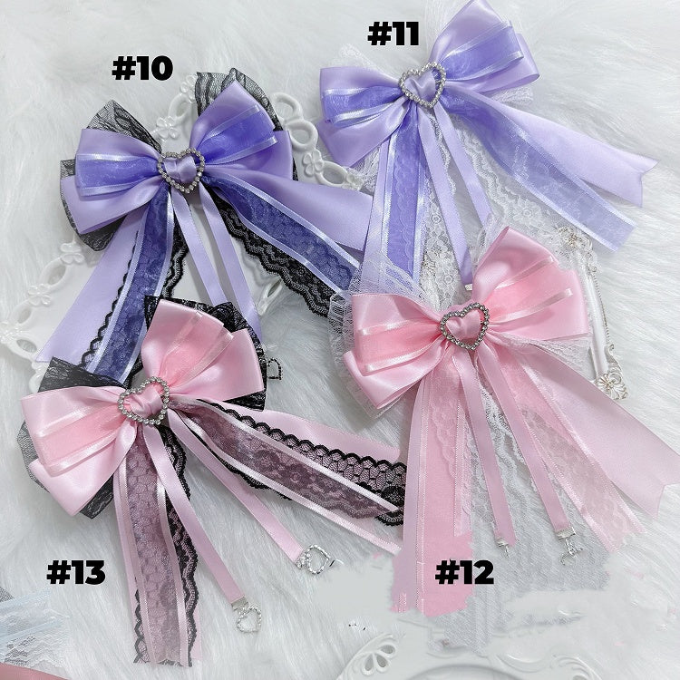 13 Options Jirai Kei Heart Charm Big Bow Brooch