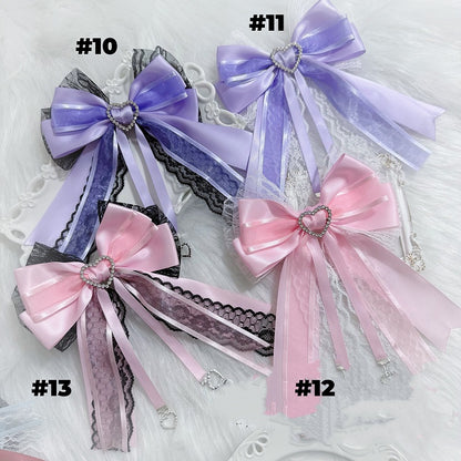 13 Options Jirai Kei Heart Charm Big Bow Brooch