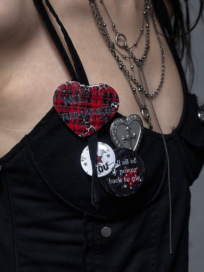 Punk Rock Distressed Design Graphic/Metal Badge Set