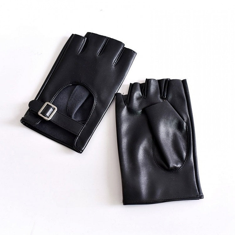 Black/White/Black&White Cyberpunk Buckle Finger Gloves