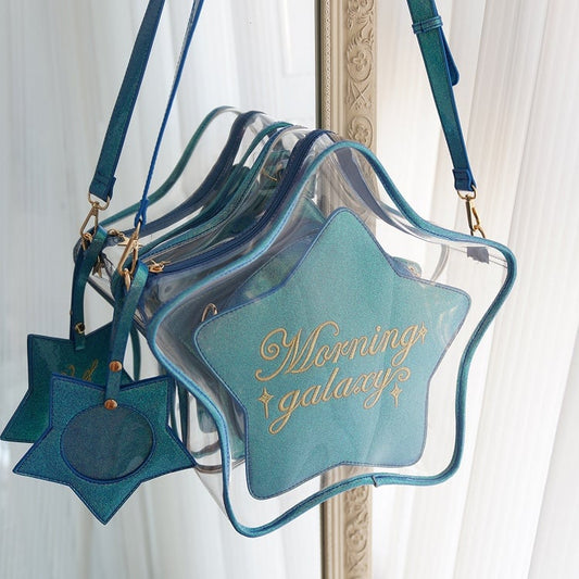 Dark Blue PU Star-shaped Ita Bag Set with Detachable Badge Charm