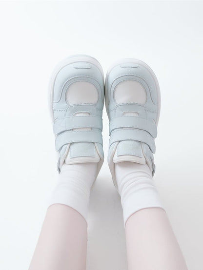 Blue Velcro Strap Closures Platform Sneakers