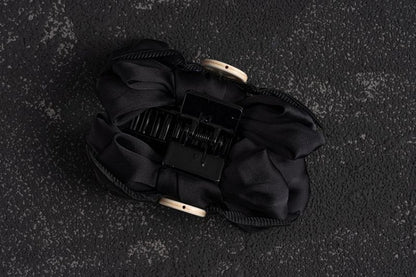 Skulls and Wings Design Black Bow Claw Clip