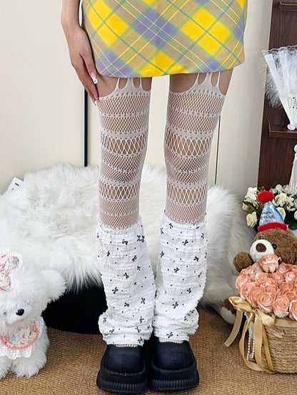 Black/White Y2K Cut-out Design Suspender Stockings