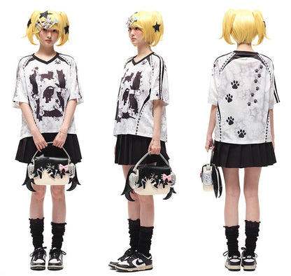 Black Headphone Girl PU Crossbody Tote Bag