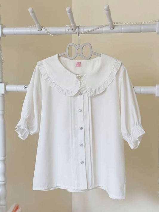 Plus Size Peter Pan Collar Short/Long Sleeves Lolita Blouse 10 Color Options