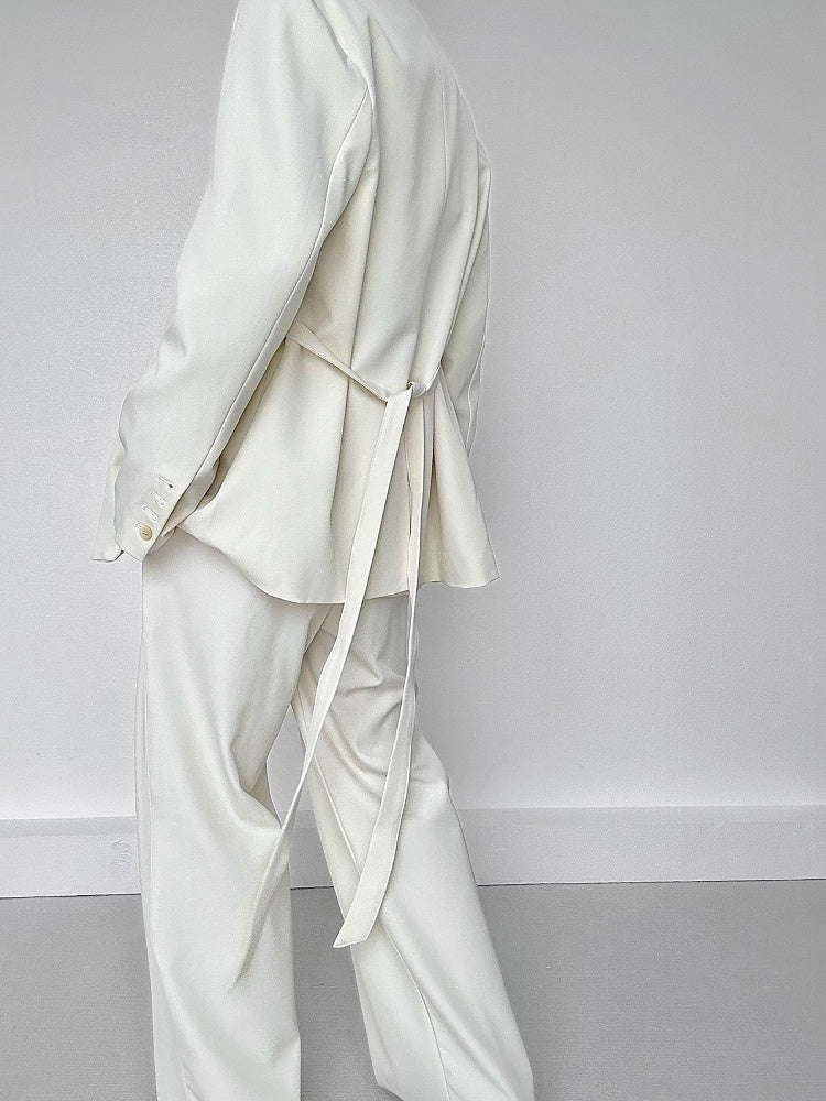 Ouji Lolita Apricot Wide-Leg Pants with Side Ribbons & Two-Button Fly