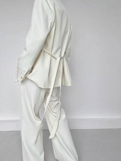 Ouji Lolita Apricot Wide-Leg Pants with Side Ribbons & Two-Button Fly