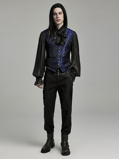Black and Blue Goth Jacquard Waistcoat