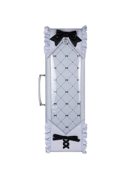 Blue&Black Bowknot Details Diamond Pattern 1/4 Scale BJD Doll Bag with Two Straps