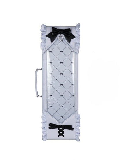 Blue&Black Bowknot Details Diamond Pattern 1/4 Scale BJD Doll Bag with Two Straps