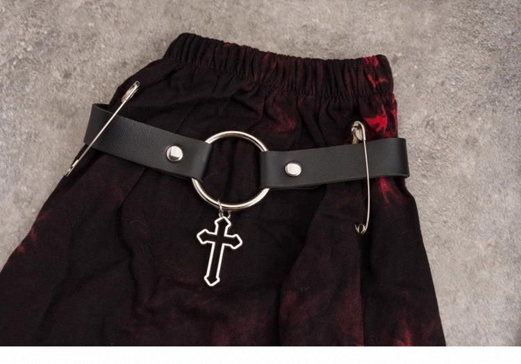 Gothic Black and Red Tie-dyed Asymmetrical Leg Warmers