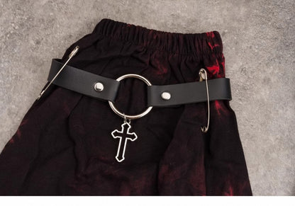 Gothic Black and Red Tie-dyed Asymmetrical Leg Warmers