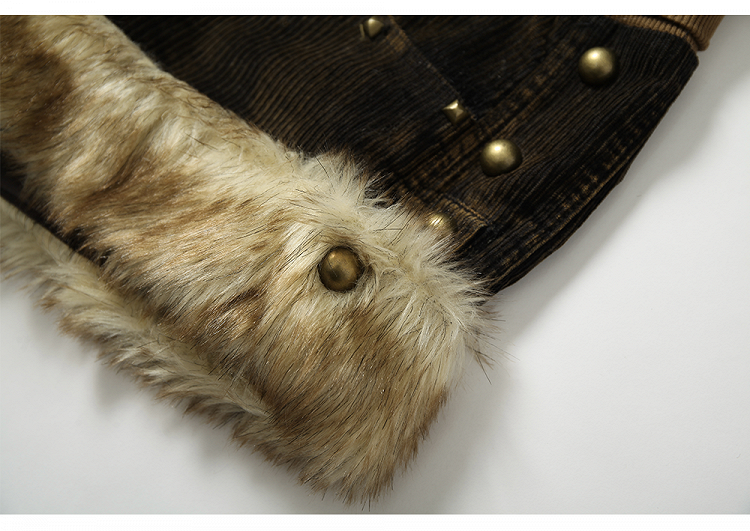 Plush Trim Corduroy Black & Yellow Shorts