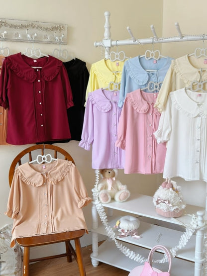 Plus Size Peter Pan Collar Short/Long Sleeves Lolita Blouse 10 Color Options