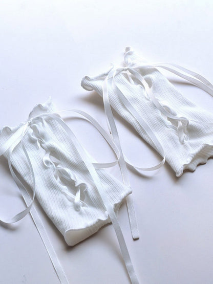 Black/White Gothic Punk Lace-up Detail Sleeves