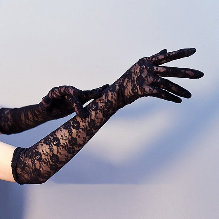 Black/White Gothic Nun Lolita Lace Gloves