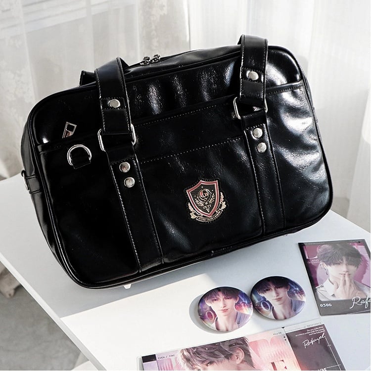 Black JK Uniform Style PU Leather Transparent-window Ita Bag