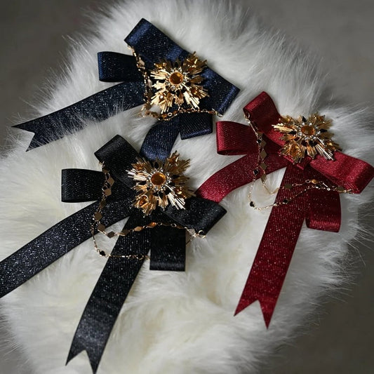 Black / Red / Dark Blue Bowtie Brooch