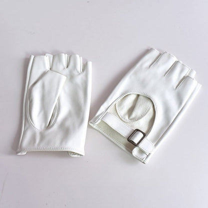 Black/White/Black&White Cyberpunk Buckle Finger Gloves