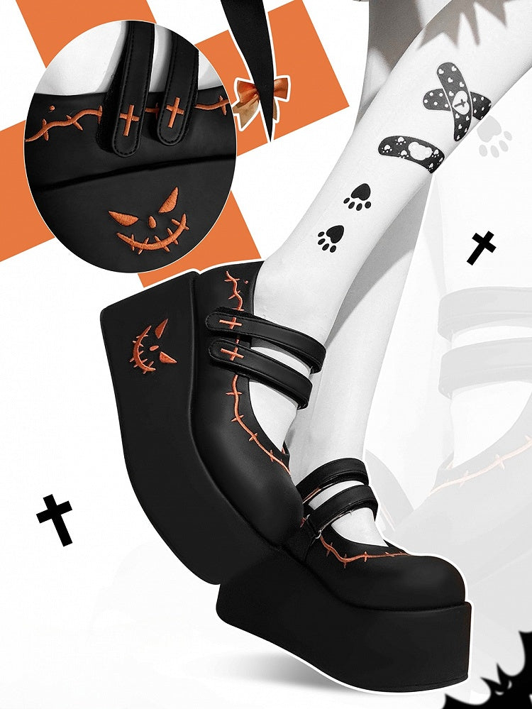 Black Pumpkin Witch Halloween Gothic Platforms