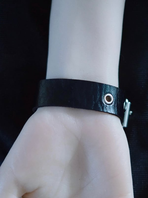 Black Gothic Cross Charm Buckle Bracelet