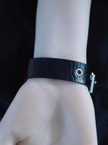 Black Gothic Cross Charm Buckle Bracelet