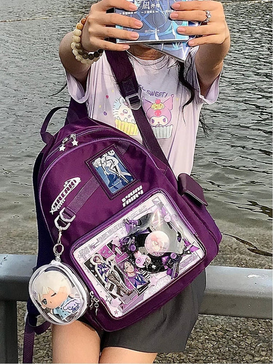 Purple Unisex Daily Star Decoration Ita Backpack - Large Capacity & Adjustable Strap