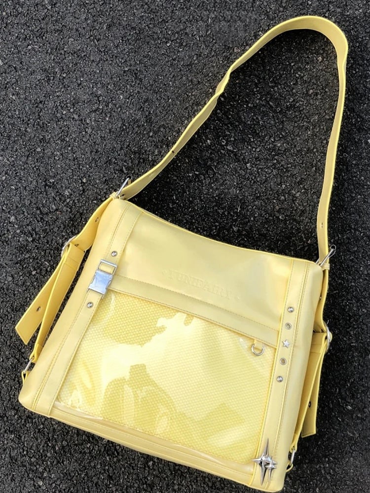 Yellow Stud Detail Buckle Strap Ita Bag